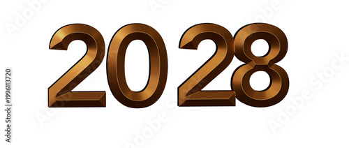 Cuadro en lienzo 2028 text in a metallic, 3D style, perfect for representing the future, new year