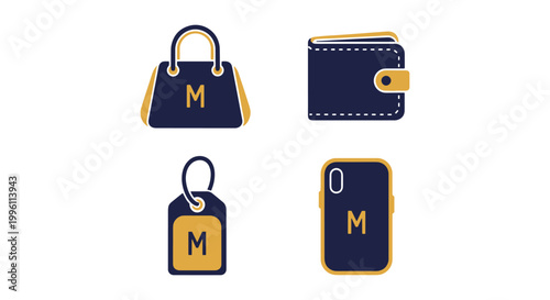 Monogrammed accessories Line minimal modern abstract illustration