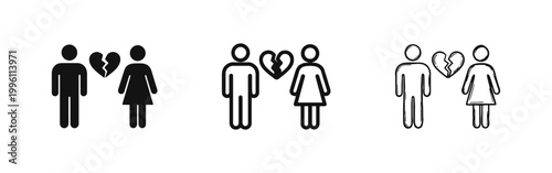 Divorce and Relationship Breakup Icon Set