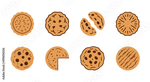 Oat Cookie Plate Line art abstract decorative illustration vector