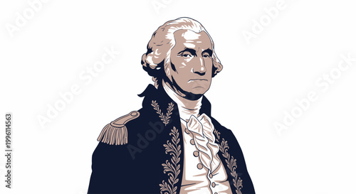 Illustration of a historical figure in 18th century military uniform.