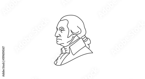 Fotografía Minimalist line drawing of a historical figure's profile with classical hairstyle