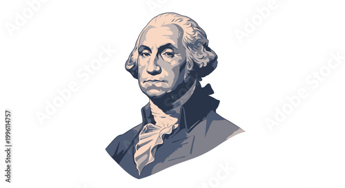 Vector illustration of a historical portrait of George Washington.