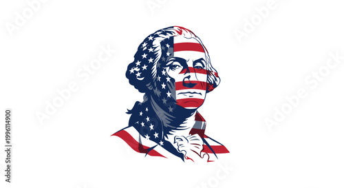 Illustration of George Washington with American flag overlay.