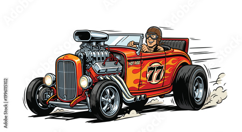 red hotrod cartoon vector image