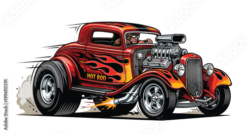 red hotrod cartoon vector image