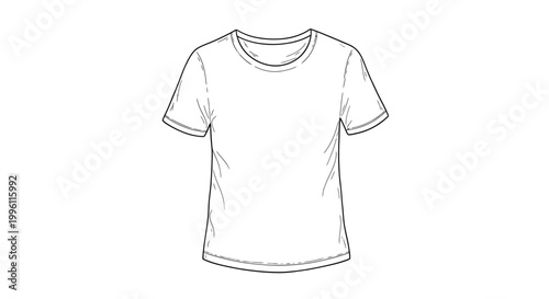 Hand drawn white t-shirt illustration mockup on a white background