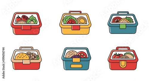 Lunchbox Line art vector set abstract creative design