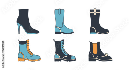 Luxury Boots Line art vector clean abstract minimal shapes