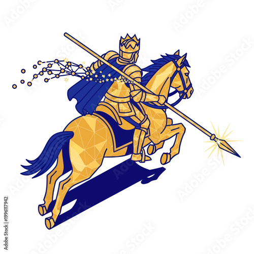 Knight on Horseback with Spear Illustration.