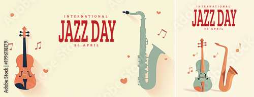 Elegant international jazz background, international jazz day background for social media, website template