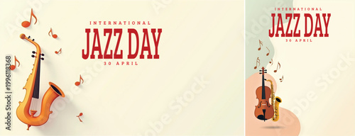 Elegant international jazz background, international jazz day background for social media, website template