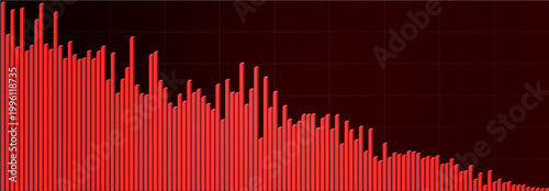 Financial Falling Graph Red Bar Chart On Black Grid, Representing Market Crash, Sales Decline, And Economic Downtrend. Trading Signals. Vector Illustration.