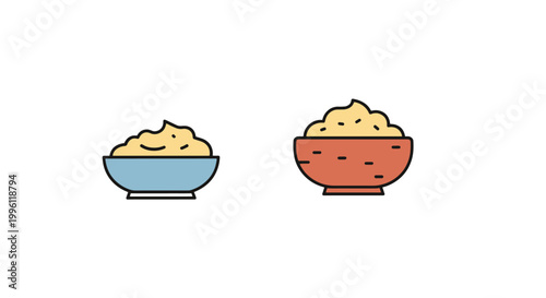 Mashed Potatoes Line art geometric abstract color vector