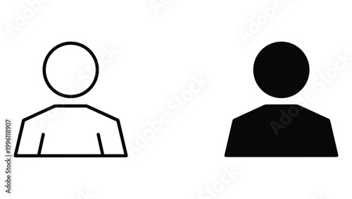 A simple graphic illustration of two people icons in black and white