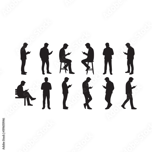 Mobile Lifestyle Silhouette Illustration