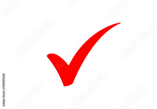Red check mark icon isolated on transparent background for approval or correct choice