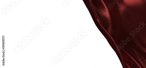Close up of a luxurious burgundy fabric with a textured surface, flowing against a blank white backdrop. Perfect for ele