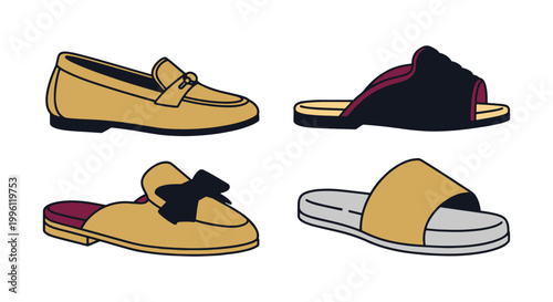 Luxury Slippers Line art creative abstract minimal vector