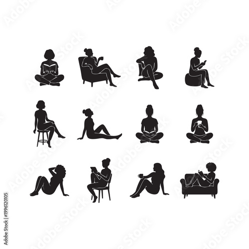 Relaxed Sitting People Vector Set