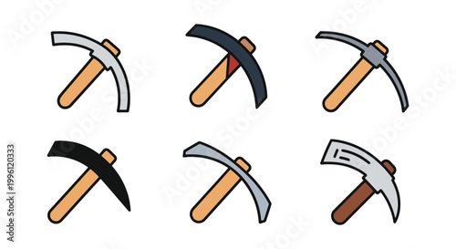 Mattock Line art vector set creative abstract