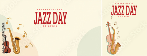 Elegant international jazz background, international jazz day background for social media, website template