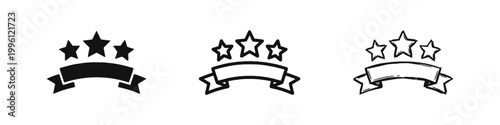 Rating Banner with Three Stars Quality Icon Set