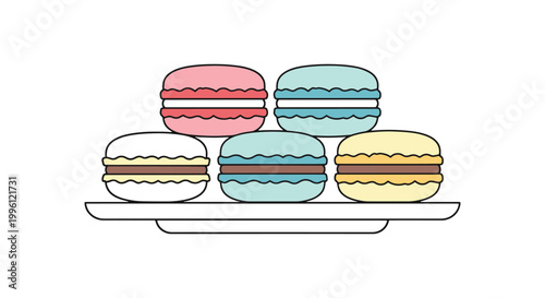 Macaroon Plate Line art vector modern pattern abstract