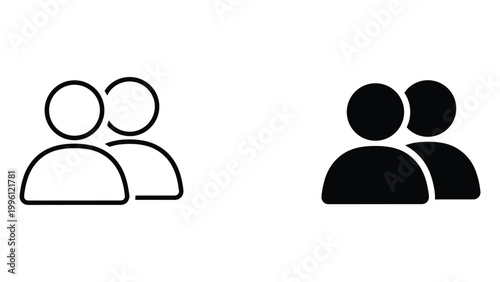 Fotografie Two simple black and white icons of people standing together in pairs on a plain