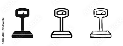 Industrial Platform Scale Icon Set - Solid, Outline, and Hand-Drawn Styles