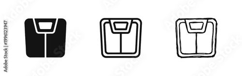 Bathroom Weighing Scale Icon Set for Health Fitness and Weight Control