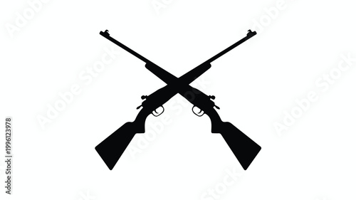Two guns crossed over each other in a black silhouette illustration