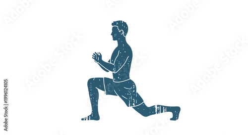 Man doing lunges exercise, fitness silhouette, workout illustration