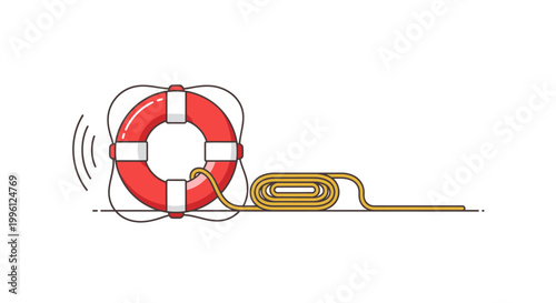 Life Preserver Ring with Rope Attached.