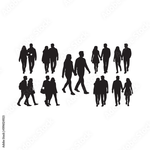 Couple Walking Vector Illustration