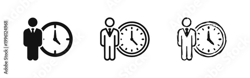 Business Time Management Icon Set for Punctuality and Schedule