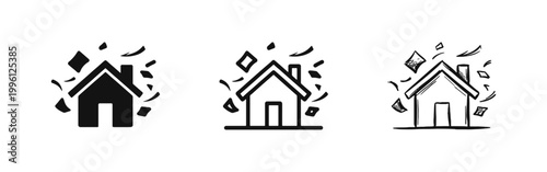 House Celebration and Housewarming Icon Set in Three Styles