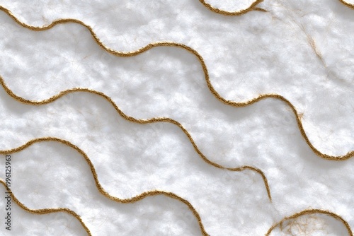 Seamless Luxury Ceramic Texture White Surface with Gold Wave Pattern Interior Background