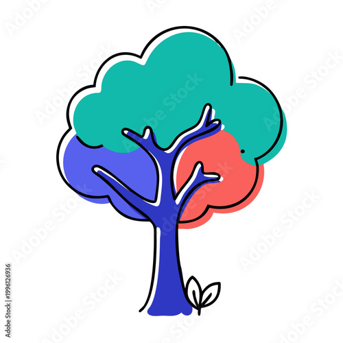 abstract tree with green leaves
