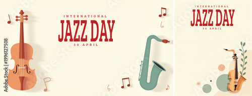 Elegant international jazz background, international jazz day background for social media, website template