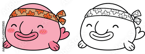 Cute Blobfish with Maple Leaf Headband Funny Canadian Themed Character