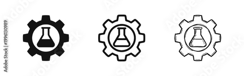 Laboratory Flask in Gear Icon for Science and R&D Engineering