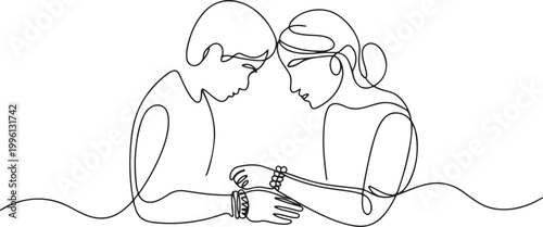 Raksha Bandhan celebration continuous one line drawing. Sister 