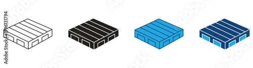 Pallet icon set. Wooden Shipping Pallets for Warehouse Logistics.  Vector illustration.