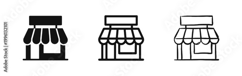 Small Business Storefront or Shop Building Icon Set