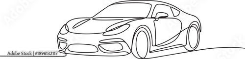 Modern city car continuous one line drawing. Sports car single line art illustration. Editable vector. one line Icon drawing
