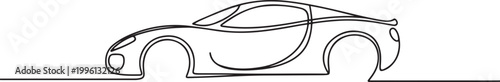Modern city car continuous one line drawing. Sports car single line art illustration. Editable vector. one line Icon drawing