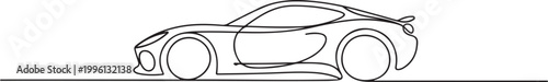 Modern city car continuous one line drawing. Sports car single line art illustration. Editable vector. one line Icon drawing