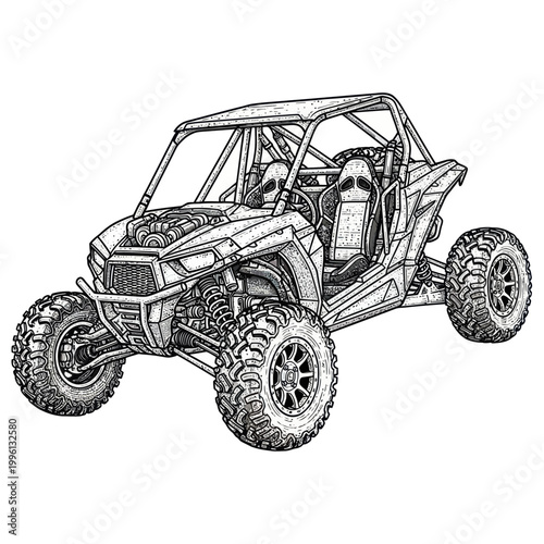 Off-road buggy illustration, UTV, all-terrain vehicle, side-by-side, adventure vehicle