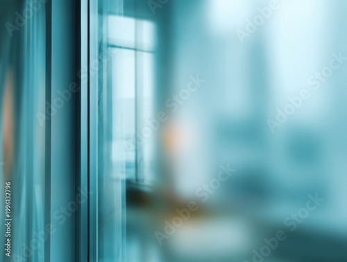 Corporate transparency and the glass ceiling an abstract blurred office interior with window reflections.